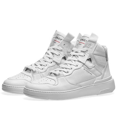 givenchy all white leather sneakers|Givenchy wing high top sneakers.